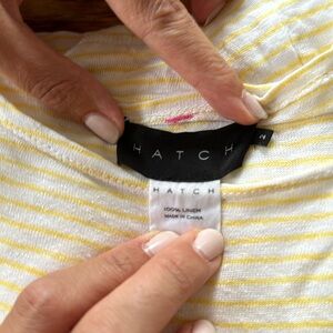 Hatch - the linen long sleeve tee, yellow/white stripe, maternity size 2